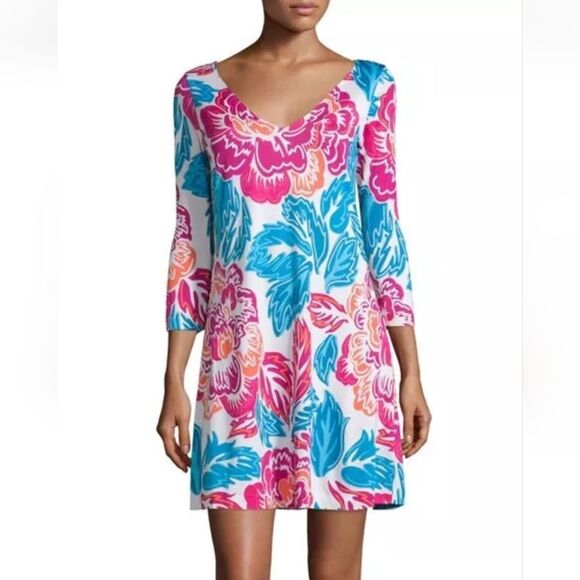 Diane Von Furstenberg DVF "Kaden" Giant Floral Multi Print Silk Jersey Dress - Picture 1 of 5